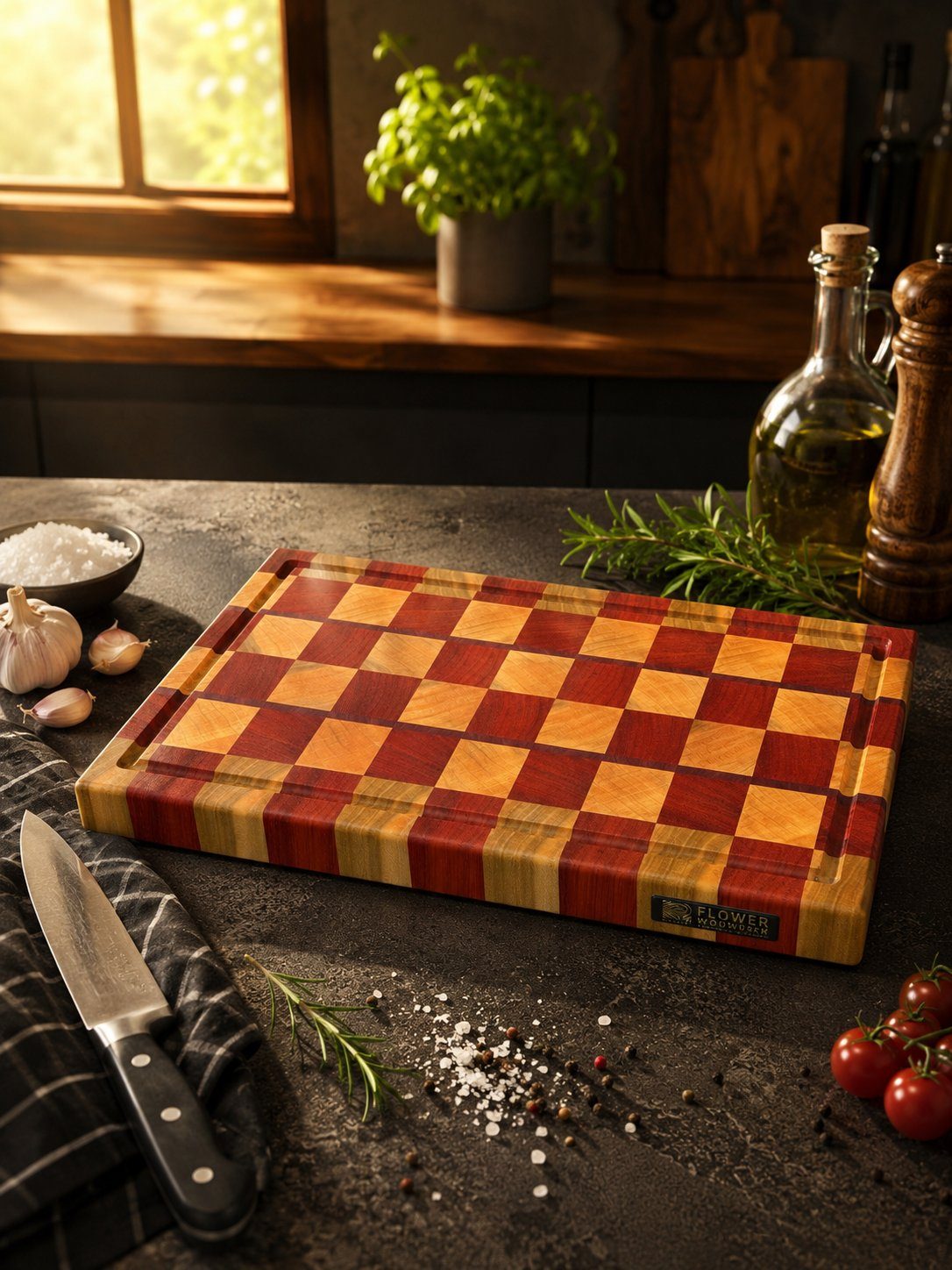 XL-Schneideboard — Padouk · Tulpenbaum · Amaranth